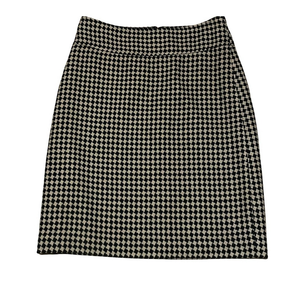 Talbots Wool Blend Skirt Tan & Black Houndstooth Size 6